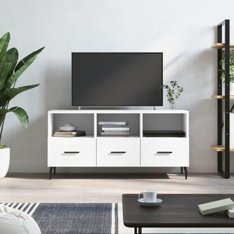 VidaXL Mobile Porta tv Bianco 102x36x50 cm in Legno Multistrato