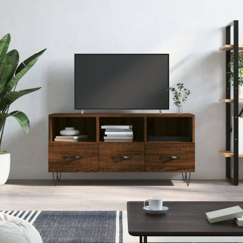 VidaXL Mobile tv Rovere Marrone 102x36x50 cm in Legno Multistrato