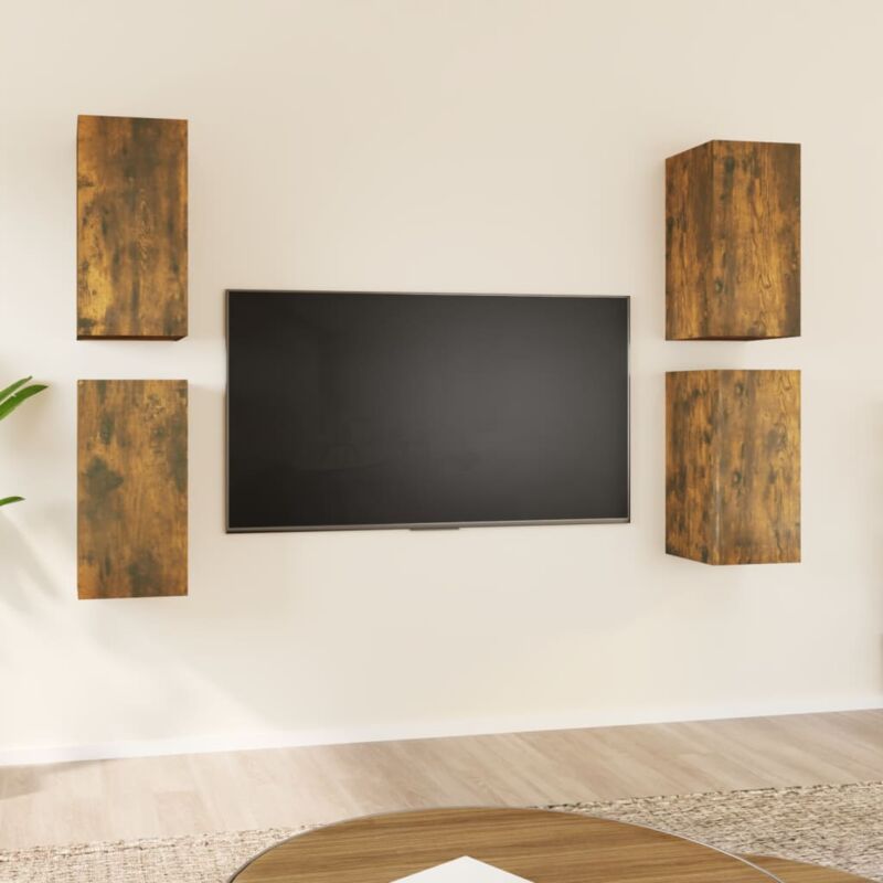 VidaXL Mobili tv 4 pz Rovere Fumo 30,5x30x60 cm in Legno Multistrato