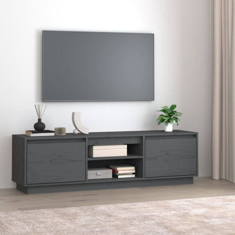 Mobile Porta tv, Armadietti per tv Grigio 140x35x40 cm in Legno Massello di Pino vidaXL