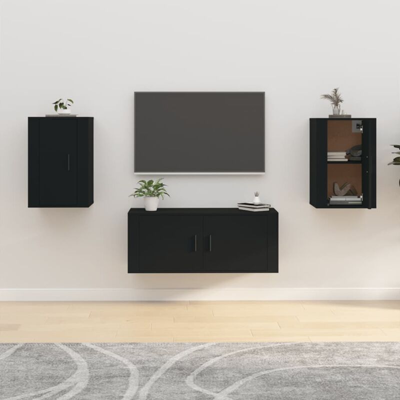 VidaXL Mobili Porta tv a Parete 2 pz Nero 40x34,5x60 cm