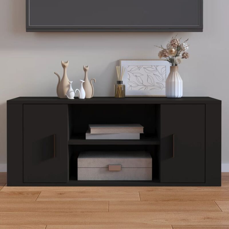 VidaXL Mobile Porta tv Nero 100x35x40 cm in Legno Multistrato