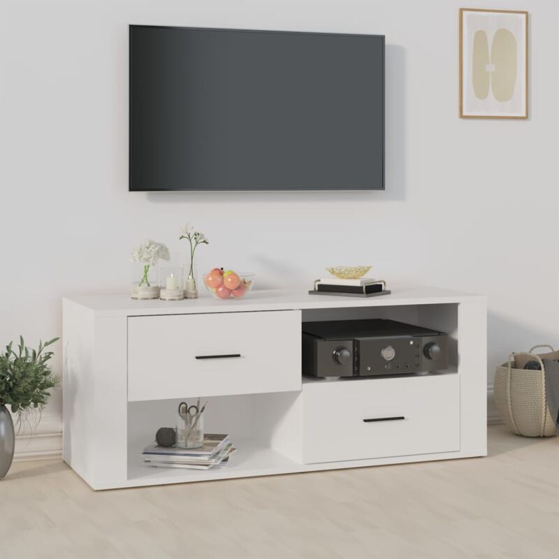 VidaXL Mobile Porta tv Bianco 100x35x40 cm in Legno Multistrato