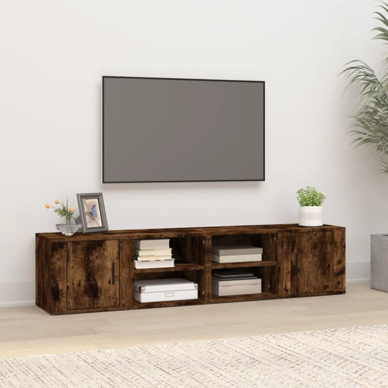 VidaXL Mobili tv 2pz Rovere Fumo 80x31,5x36 cm in Legno Multistrato