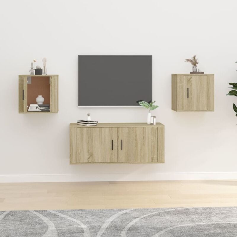 2 pz Mobili Porta tv a Parete, Mobile tv Sospeso Rovere Sonoma 40x34,5x40 cm vidaXL