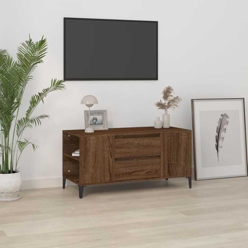 vidaXL Mobile Porta TV Rovere Marrone 102x44,5x50 cm Legno Multistrato