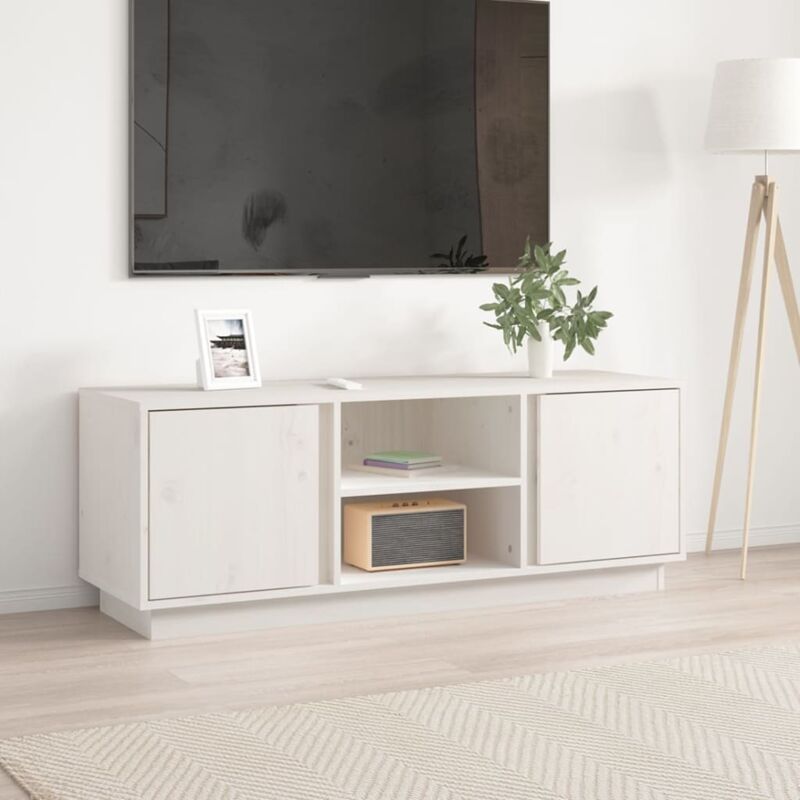 VidaXL Mobile Porta tv Bianco 110x35x40,5 cm in Legno Massello di Pino