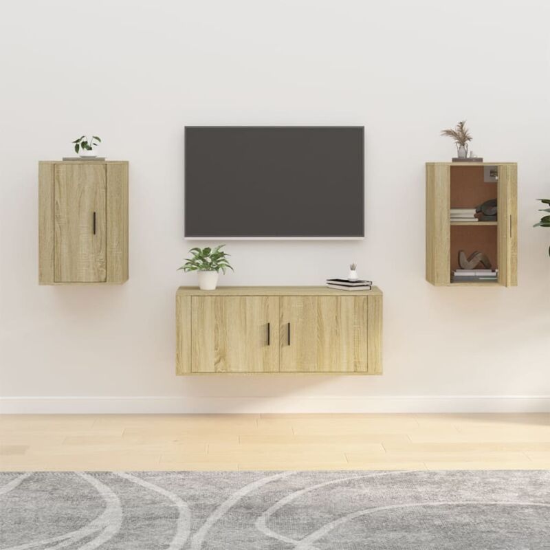 2 pz Mobili Porta tv a Parete, Mobile tv Sospeso Rovere Sonoma 40x34,5x60 cm vidaXL