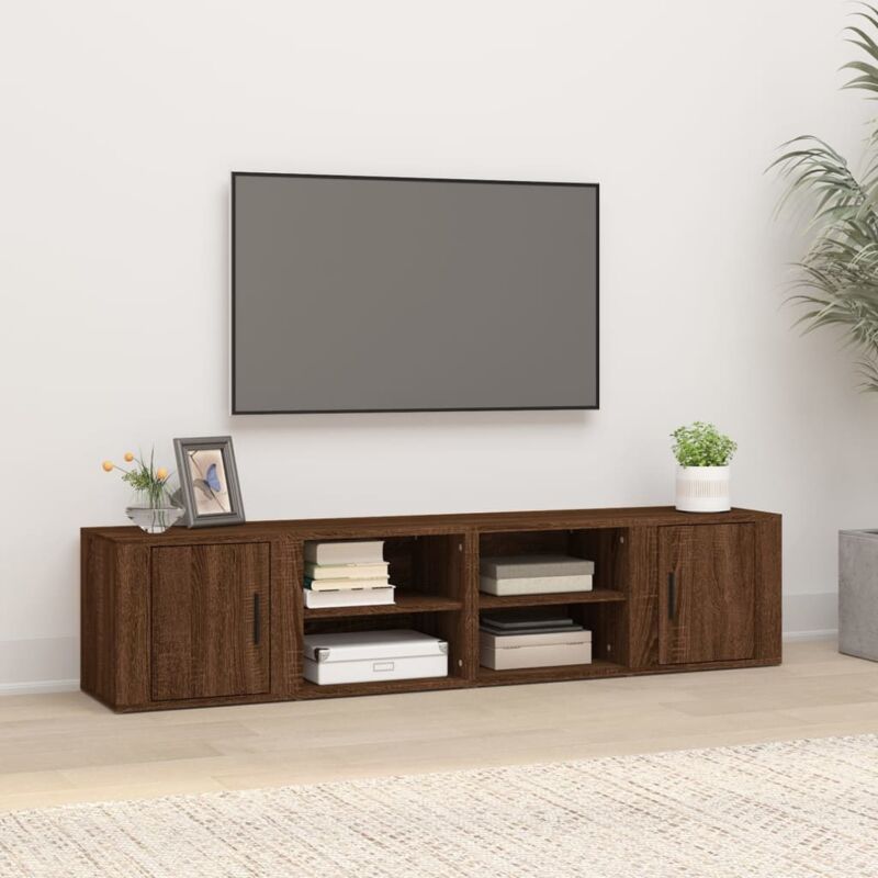 Mobili tv 2 pz, Tavolino tv Per Salotto Rovere Marrone 80x31,5x36 cm in Legno Multistrato vidaXL