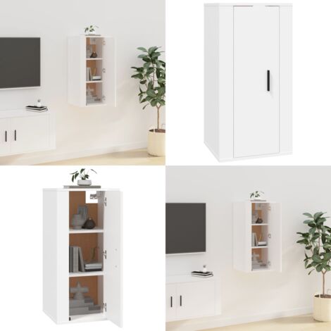 Mobile Porta TV a Parete Bianco 40x34,5x80 cm - Mobile TV - Supporto TV