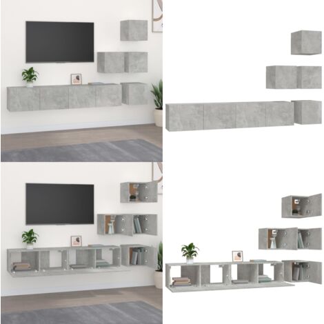 Mobile Porta TV a Parete Grigio Cemento in Legno Multistrato - Mobile TV - Arredamento moderno