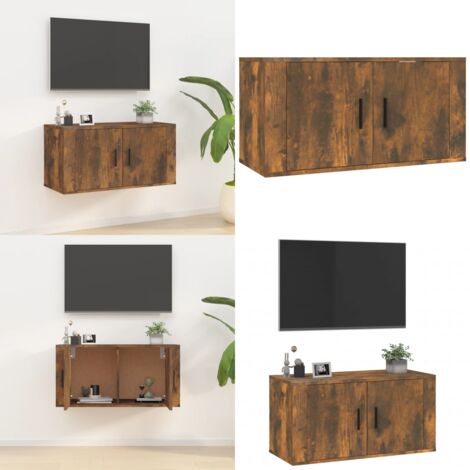 Mobile Porta TV a Parete rovere fumo 80x34,5x40 cm - TV da Parete - Mobile in Legno