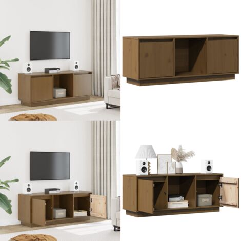 Mobile Porta TV Ambra 110,5x35x44 cm in Legno Massello di Pino - Mobile per stereo - Arredamento moderno