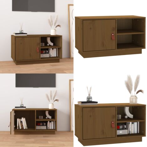 Mobile Porta TV ambra 70x34x40 cm in Legno Massello di Pino - Mobile TV in legno - Mobile TV marrone