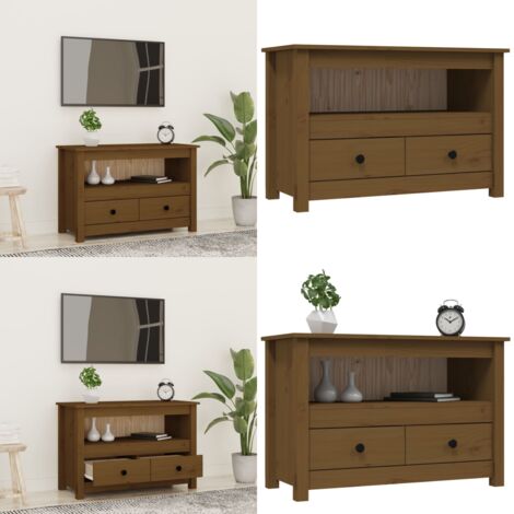 Mobile Porta TV ambra 79x35x52 cm in Legno Massello di Pino - Mobile tv - Armadio tv