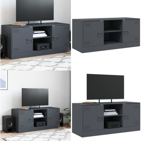 Mobile Porta TV Antracite 99x39x44 cm in Acciaio - Mobile TV in acciaio - Mobile TV antracite