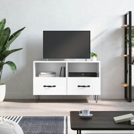 JINLEFU Mobile Porta TV, Armadietti per TV Bianco Lucido 80x36x50 cm in Legno Multistrato vidaXL