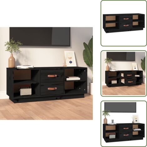 Mobile Porta TV, Armadietti per TV, Tavolino TV Per Salotto Nero 100x34x40 cm in Legno Massello di Pino KOS39299 MaisonChic
