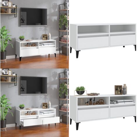 Mobile Porta TV Bianco 100x34,5x44,5 cm in Legno Multistrato - Mobile porta TV - TV stand