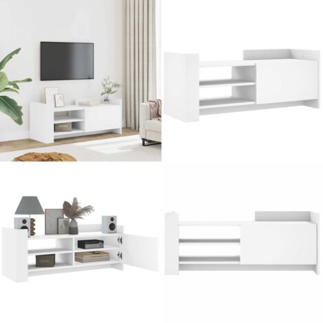 Mobile Porta TV Bianco 100x35x40 cm in Legno Multistrato - Credenza TV - Mobile in legno