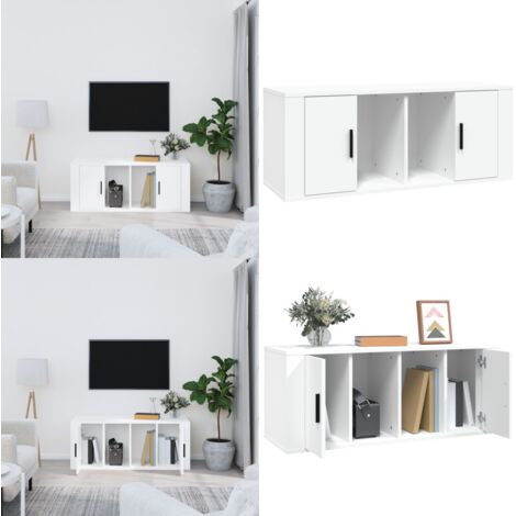 Mobile Porta TV Bianco 100x35x40 cm in Legno Multistrato - TV Stand - Mobile in Legno