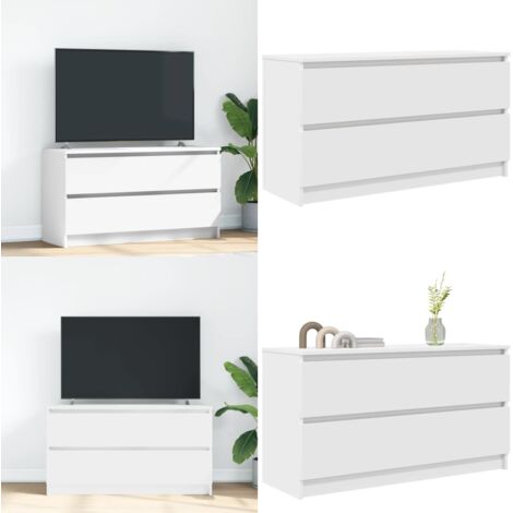 Mobile Porta TV Bianco 100x35x54 cm in Legno Multistrato - Mobile TV in legno - Mobile TV con cassetti