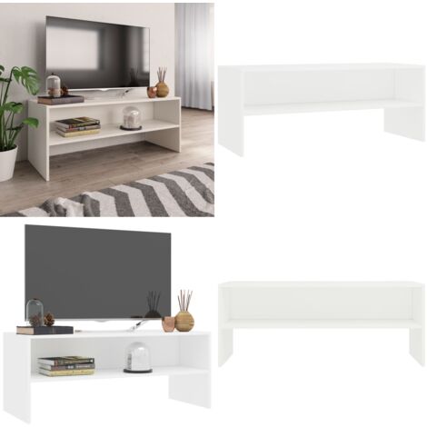 Mobile Porta TV Bianco 100x40x40 cm in Legno Multistrato - Mobile TV - Mobile TV in legno multistrato