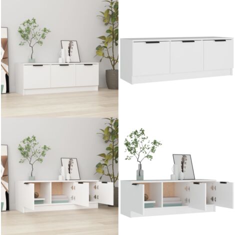Mobile Porta TV Bianco 102x35x36,5 cm in Legno Multistrato - Mobile TV in legno - Mobile TV Bianco