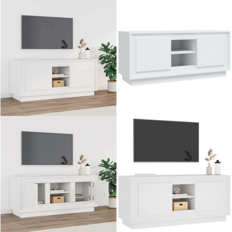 Mobile Porta TV Bianco 102x35x45 cm in Legno Multistrato - TV Stand - Mobile in Legno
