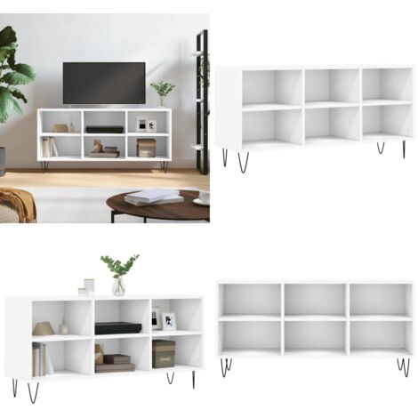 Mobile Porta TV Bianco 103,5x30x50 cm in Legno Multistrato - Mobile TV in legno - Mobile TV con scomparti