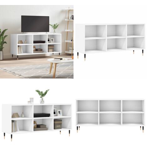 Mobile Porta TV Bianco 103,5x30x50 cm in Legno Multistrato - Mobile TV in legno - Mobile TV con scomparti