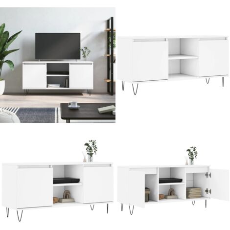 Mobile Porta TV Bianco 104x35x50 cm in Legno Multistrato - Mobile TV in legno - Supporto TV