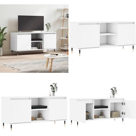 Mobile Porta TV Bianco 104x35x50 cm in Legno Multistrato - Mobile TV in legno - Supporto TV