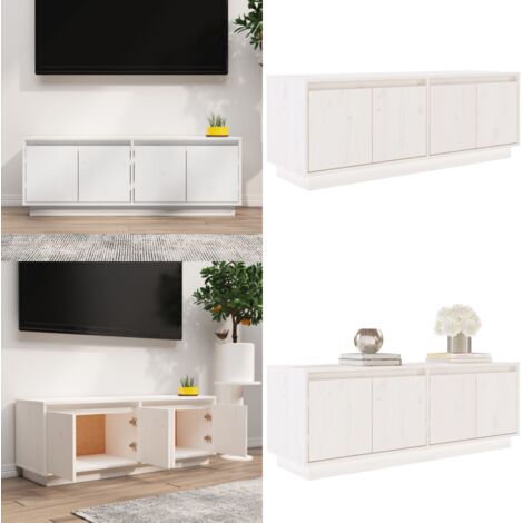 Mobile Porta TV Bianco 110x34x40 cm in Legno Massello di Pino - Mobile TV in pino - Mobile TV bianco