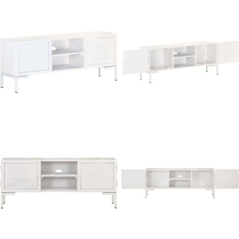 Mobile Porta TV Bianco 115x30x46cm in Legno Massello di Mango - Mobile per TV - Mobile in legno massello