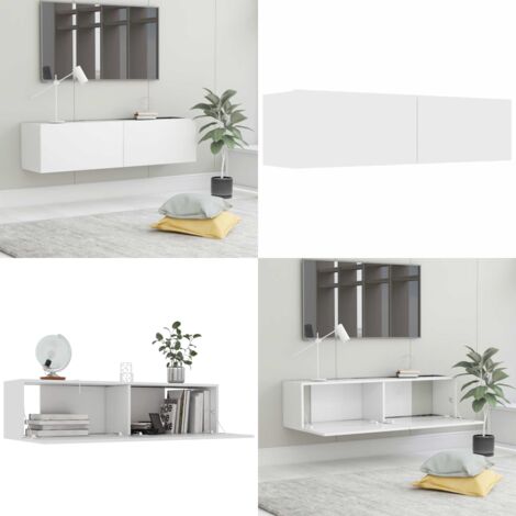 Mobile Porta TV Bianco 120x30x30 cm in Legno Multistrato - Mobile tv - Armadio tv in legno