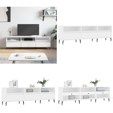 Mobile Porta TV Bianco 150x30x44,5 cm in Legno Multistrato - Mobile TV in legno - Mobile TV bianco