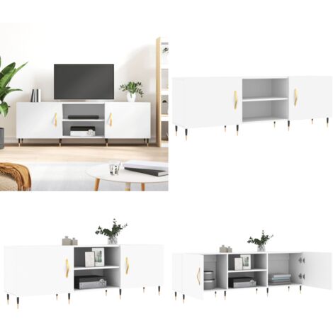 Mobile Porta TV Bianco 150x30x50 cm in Legno Multistrato - TV Stand - Mobile in Legno