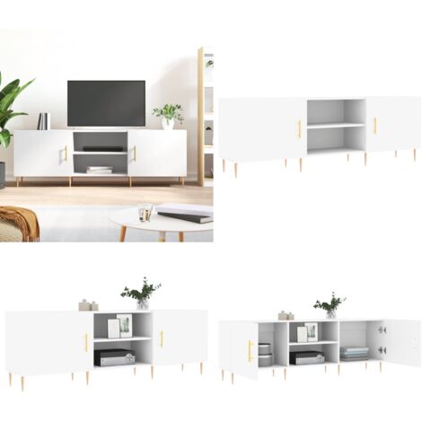 Mobile Porta TV Bianco 150x30x50 cm in Legno Multistrato - TV Stand - Mobile in Legno