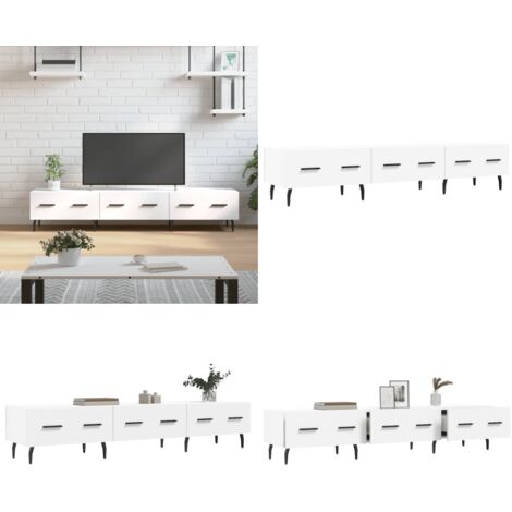 Mobile Porta TV Bianco 150x36x30 cm in Legno Multistrato - TV Stand - Mobile in Legno