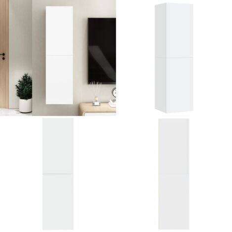 Mobile Porta TV Bianco 30,5x30x110 cm in Legno Multistrato - Mobile tv - Armadio tv sospeso