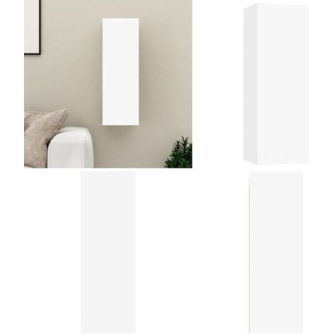 Mobile Porta TV Bianco 30,5x30x90 cm in Legno Multistrato - Mobile TV - Armadio TV a parete