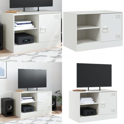 Mobile Porta TV Bianco 67x39x44 cm in Acciaio - Mobile TV in acciaio - Mobile TV bianco