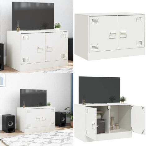 Mobile Porta TV Bianco 67x39x44 cm in Acciaio - TV in acciaio - Mobile TV bianco
