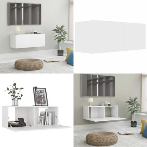 Mobile Porta TV Bianco 80x30x30 cm in Legno Multistrato - Armadietto TV - Mobile TV in legno
