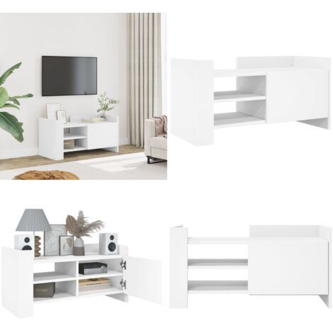 Mobile Porta TV Bianco 80x35x40 cm in Legno Multistrato - Credenza TV - Mobile in legno
