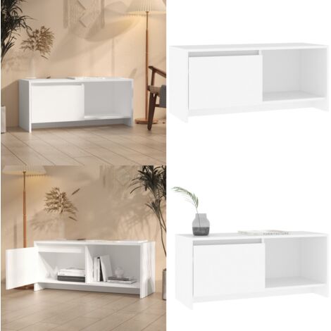 Mobile Porta TV Bianco 90x35x40 cm in Legno Multistrato - Armadio TV - Mobile per TV