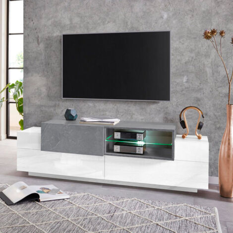 Mobile Porta TV Bianco Ardesia 160 cm Madia Bassa per Soggiorno