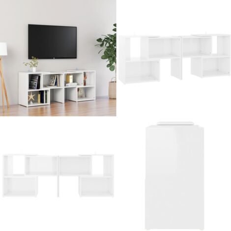 Mobile Porta TV Bianco Lucido 104x30x52 cm in Legno Multistrato - Mobile TV in legno - Mobile TV modulare