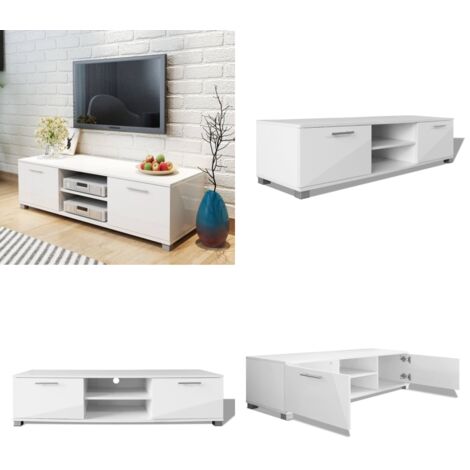 Mobile Porta TV Bianco Lucido 120x40,5x35 cm - Mobiletto TV - Mobile TV lucido